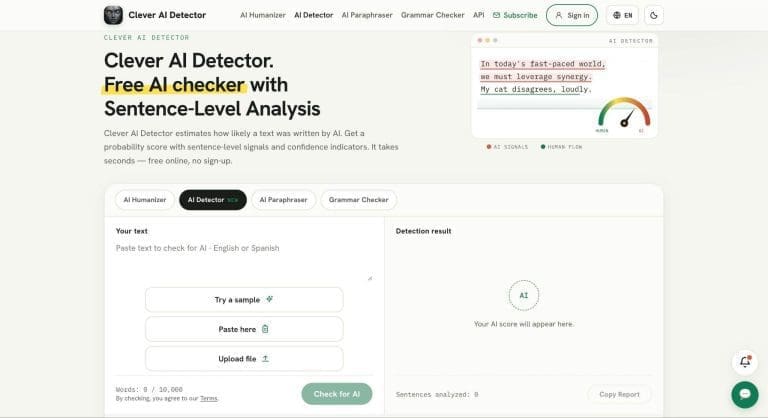 Clever AI Detector Review 2026: Free AI Checker Tested